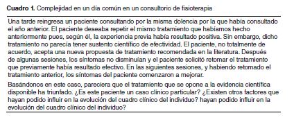 Complejidad en un d&iacute;a com&uacute;n en un consultorio de fisioterapia