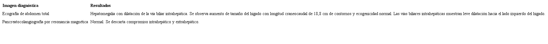 Resultados de las imágenes diagnósticas