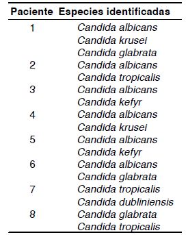 Especies de Candida identificadas en los pacientes con candidiasis oral mixta