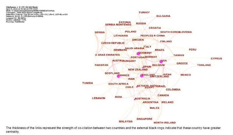Co-countries in the field of non-invasive brain stimulation