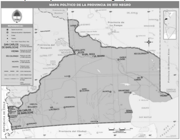 Mapa de la provincia de R&iacute;o Negro (ex Territorio Nacional)