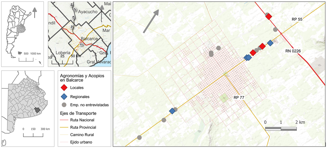 Localizaci�n de las agronom�as y acopios en el partido de Balcarce (2018)
