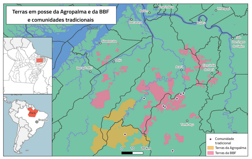 Terras sob posse da BBF e da Agropalma sobrepostas a territ�rios de comunidades tradicionais no NEP
