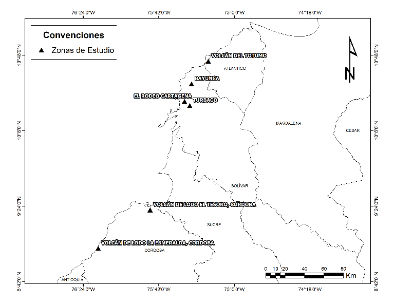  Localizaci&oacute;n de las
Zonas de estudio.