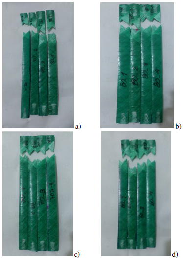 Probetas probadas al a) 90, b) 80, c) 70 y
d) 60% del nivel de carga.