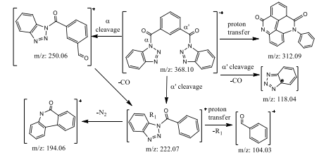 Possible mechanism of mass fragmentation for compound 3.