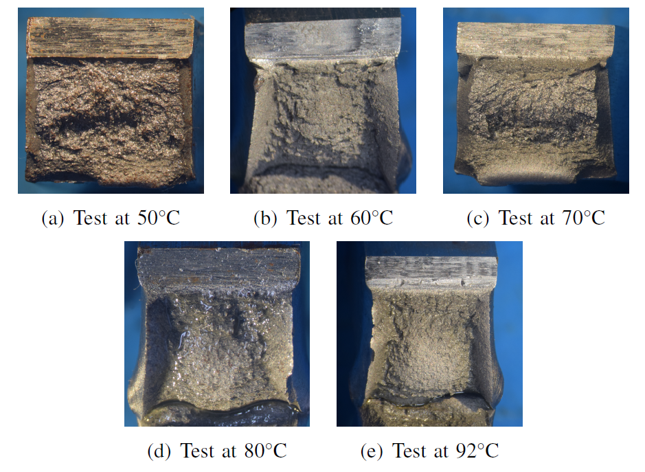 Fracture surfaces higher temperature tests