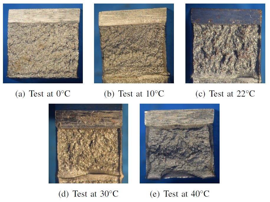 Fracture surfaces at mean temperature tests