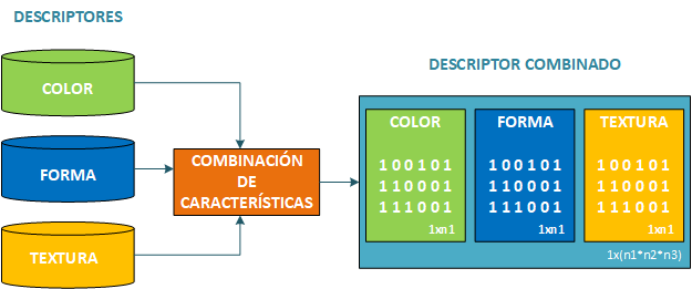 Fusión de datos de los tres descriptores mencionados.