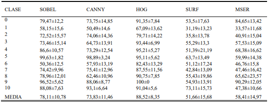 Eficiencia de los descriptores de forma y textura