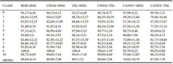 Eficiencia para los descriptores combinados