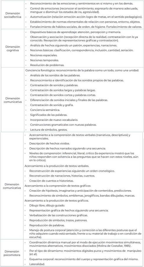 Contenidos por dimensiones