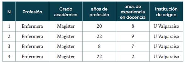 Perfil de los Docentes participantes