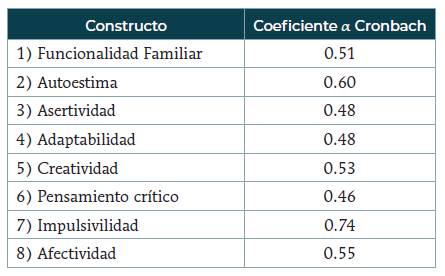 Coeficientes a Cronbach por Constructo