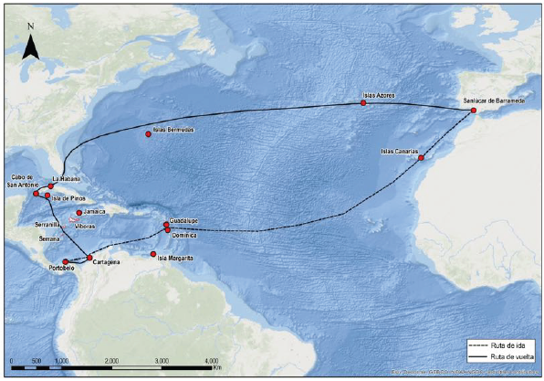 Ruta de Ida y vuelta de la Flota de Tierra Firme