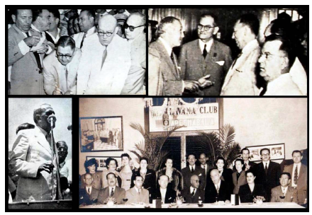 Directivos y dueños de JASA y políticos, presidentes cubanos y delegados de la ONU, 1944-1955