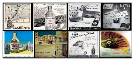 Anuncios y recetarios que publicitaron Havana Club por su origen, genuino de caña , elaboración, y asociación con el patrimonio cubano y valor para la coctelería