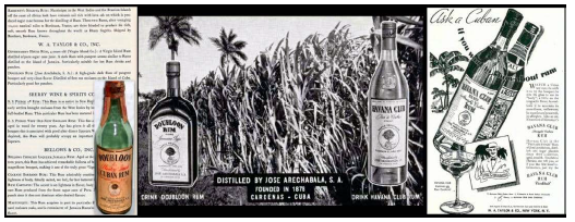 Carta del Waldorf Astoria, 1940, y anuncios de Doubloom y Havana Club y Martini, 1935