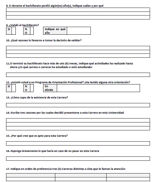 Formulario de ingreso &ndash; aspirantes (Cont.)