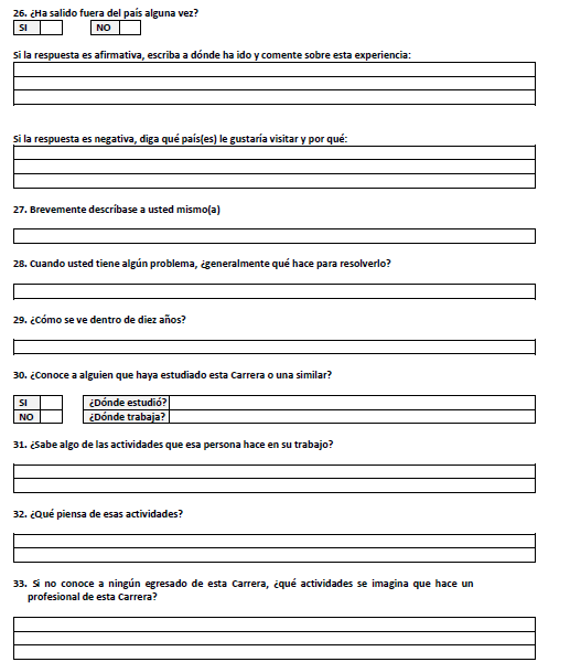 Formulario de ingreso &ndash; aspirantes Cont.)