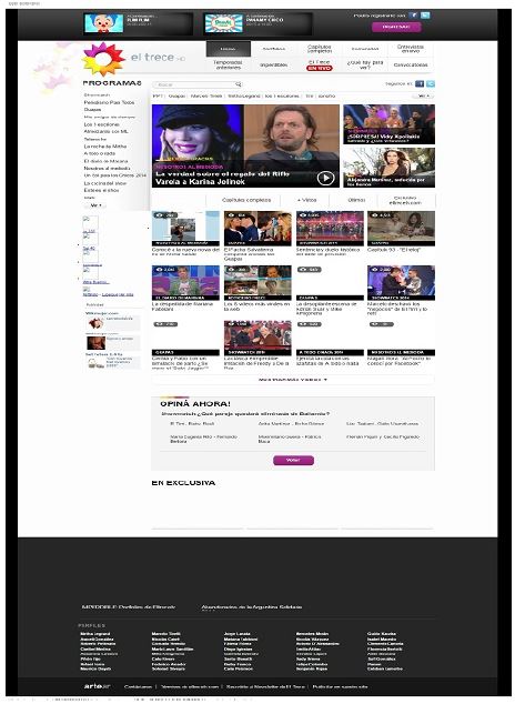 Captura pantalla p&aacute;gina web El Trece, agosto 2014