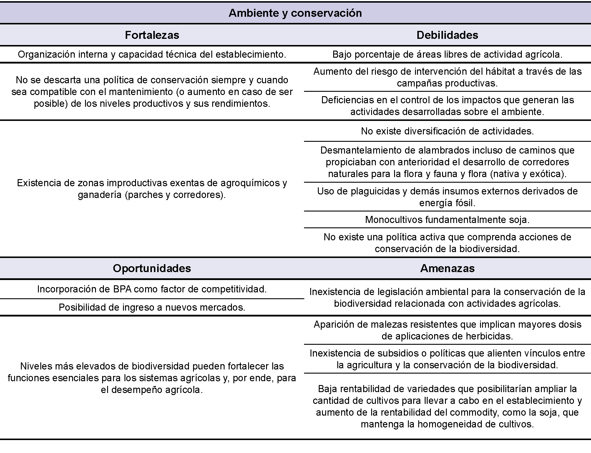 Matriz DAFO. Ambiente y Conservacin.