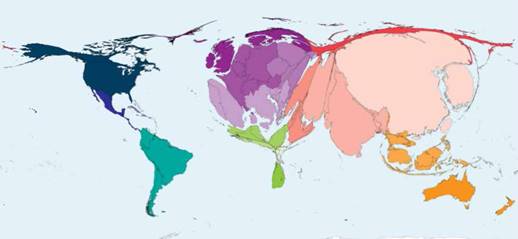Producci&oacute;n cient&iacute;fica, mapeo geogr&aacute;fico - Periodo entre 2005 y 2015