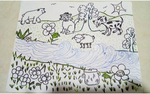 Ilustraciones para colorear las escenas de la historia infantil