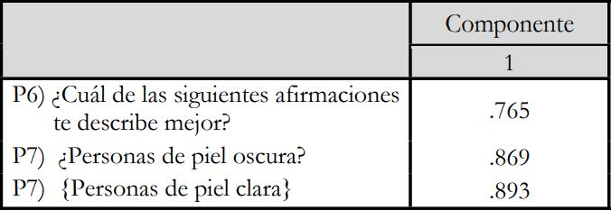  Afirmaciones y puntajes de componentes principales