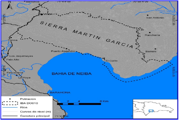 Mapa mostrando la ubicación de Barreras, Azua