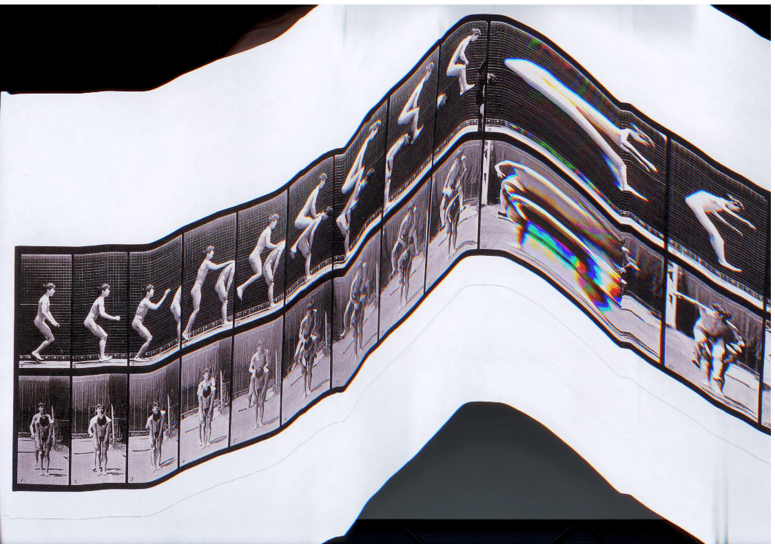 Hortensia M&iacute;nguez (2016) Desnudo brincando. Xerograf&iacute;as de la serie Eadweard Muybridge.