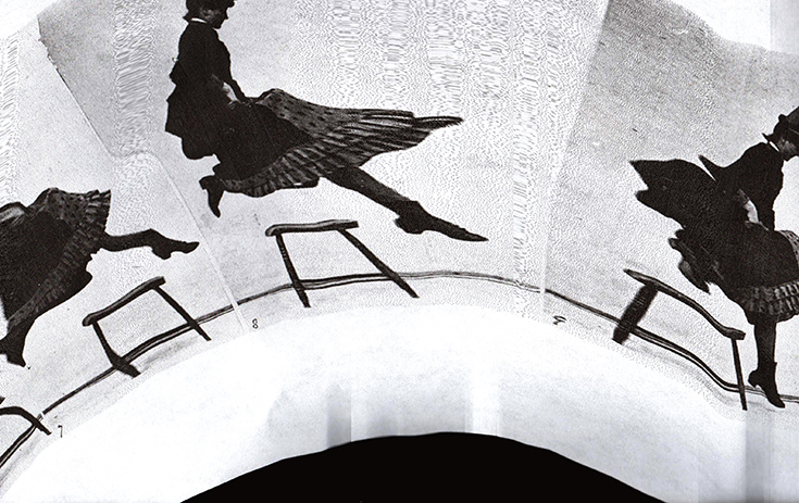 Hortensia M&iacute;nguez (2019) T&iacute;tulo: se&ntilde;orita saltando taburete. Xerograf&iacute;a de la serie Eadweard Muybridge.