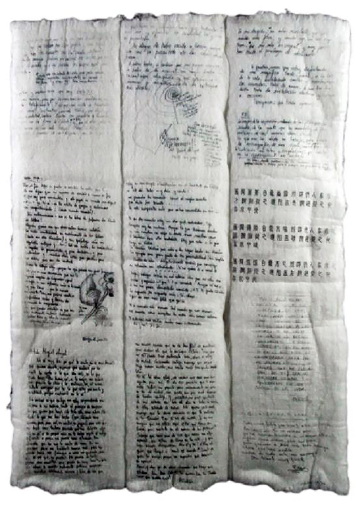 Miguel &Aacute;ngel Achig, (2009) &ldquo;Amores, amores, perros&rdquo; Electrotransferencia sobre algod&oacute;n.