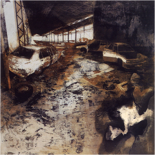 Hortensia M&iacute;nguez (2003) &ldquo;Al sudeste de la estaci&oacute;n&rdquo; Electrotransferencia, aguafuerte, aguatinta, lavis y roulette.