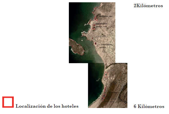 Isla de Boavista. Localizaci&oacute;n de los establecimientos dentro de la zona
