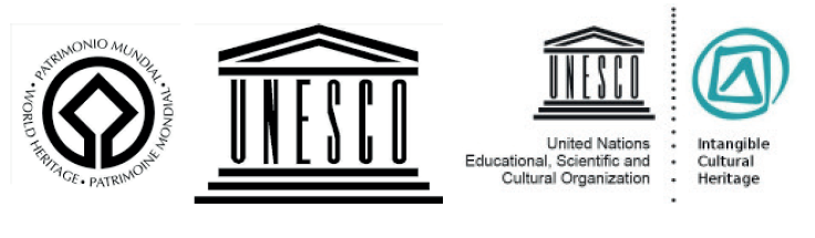 Logos empleados por UNESCO para el Patrimonio Mundial y el Patrimonio Inmaterial