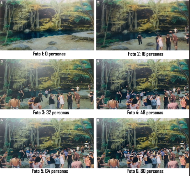 Las seis láminas manipuladas con Photoshop y utilizadas en el estudio.