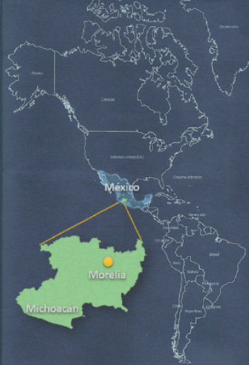 Macro localizaci&oacute;n de la ciudad de Morelia.