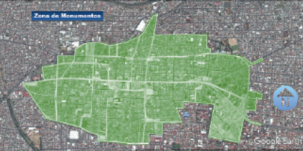 Delimitaci&oacute;n de la Zona de Monumentos.