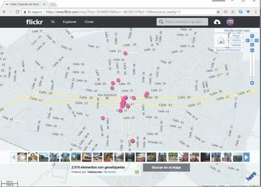 Localización de  las  fotografías compartidas en Flickr.
