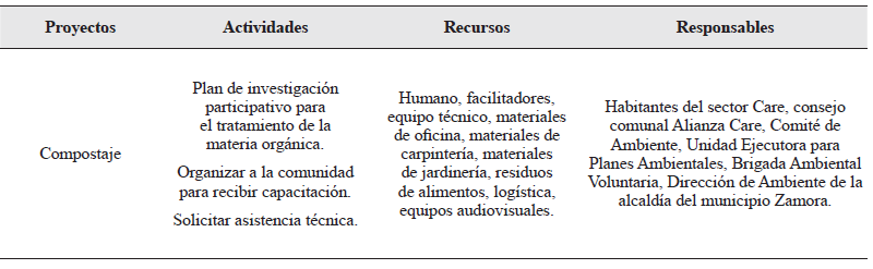 Actividades
complementarias del perfil del proyecto identificado
para el sector Care.