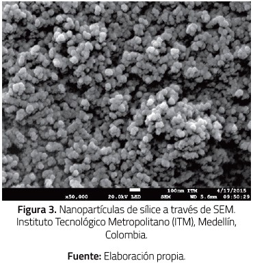 Nanopart&iacute;culas de s&iacute;lice a trav&eacute;s de SEM.Instituto Tecnol&oacute;gico Metropolitano (ITM), Medell&iacute;n,Colombia.