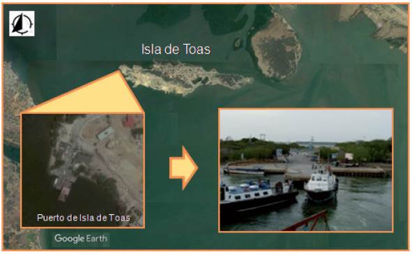 Ubicación del puerto de Isla de Toas, municipio Almirante Padilla, estado Zulia (Venezuela).