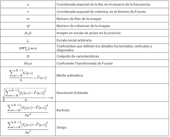 Nomenclatura de extracción de características