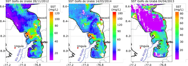Valores anormales de tss identificados en la zona norte del golfo de Urabá
