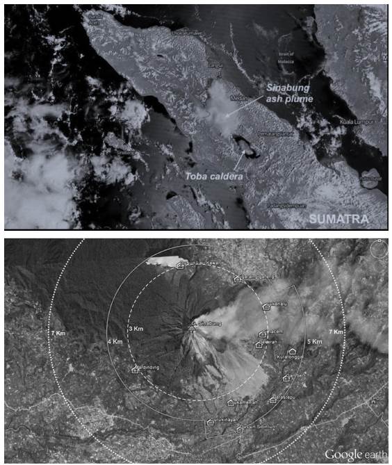 Erupci&oacute;n del volc&aacute;n Sinabung en la isla de Sumatra 