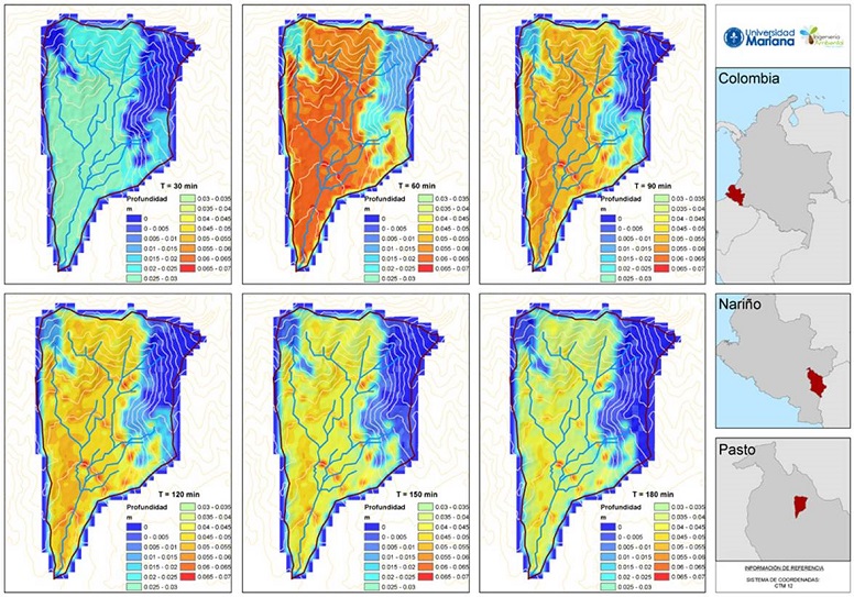 Resultados de simulaciones de profundidad de la microcuenca El Blanco
