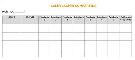 Ficha para la recogida de las calificaciones