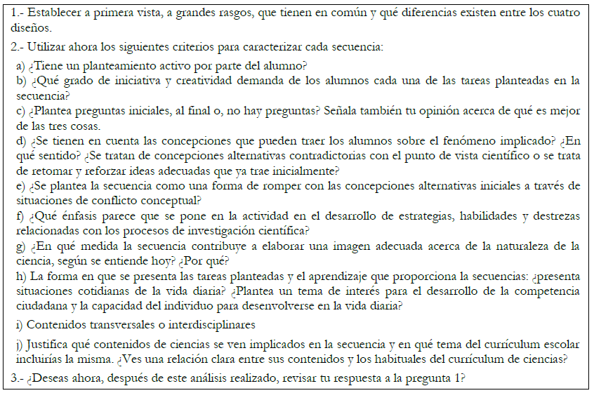 Gui&oacute;n de an&aacute;lisis para los cuatro
casos.