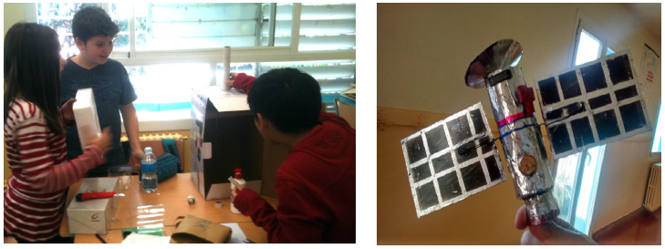 Elaboraci&oacute;n de maquetas del telescopio orbital y uno de los prototipos creados por los alumnos. 